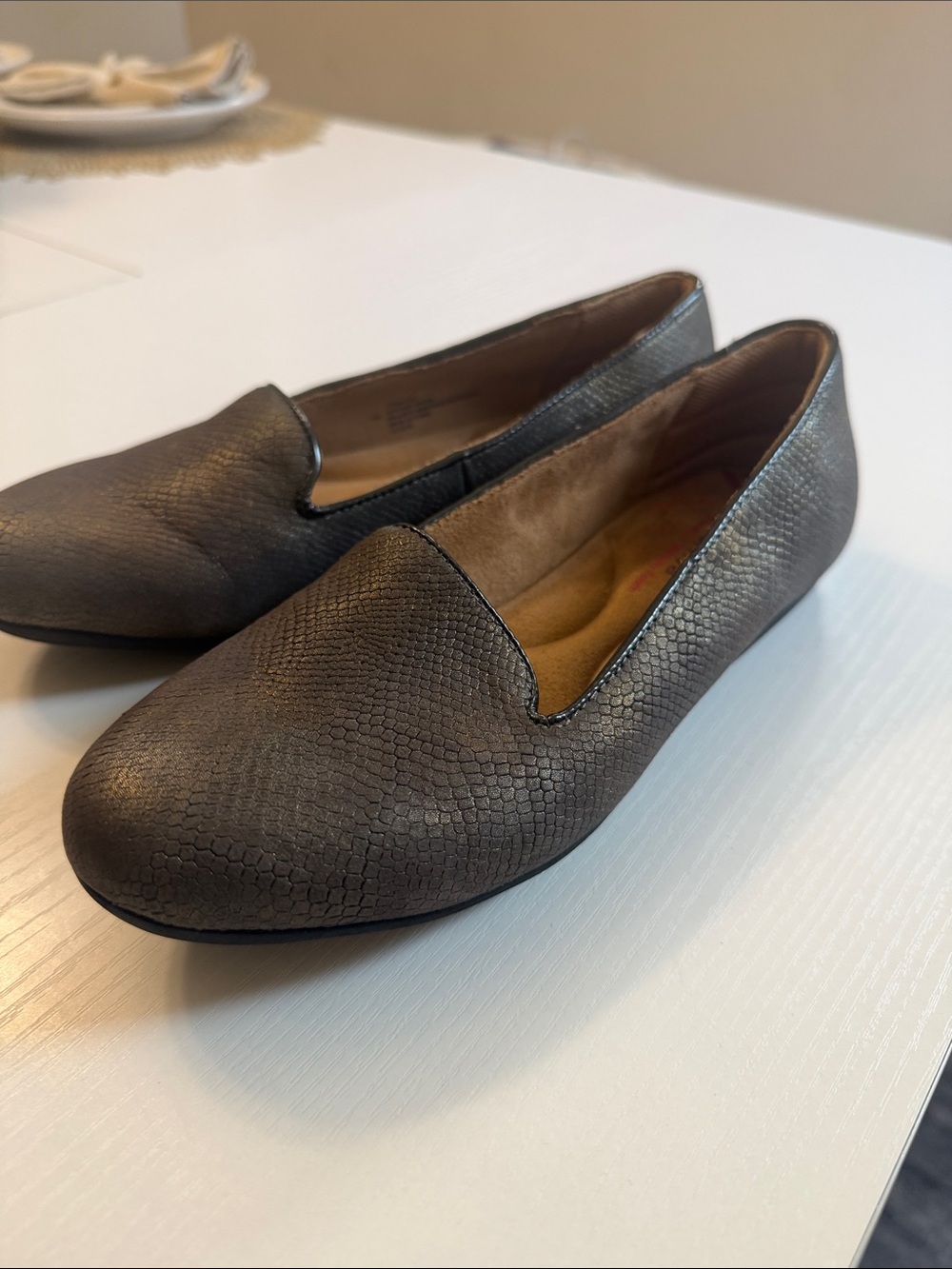 Comfortiva Women's Metallic Gray Slip-On Loafers
